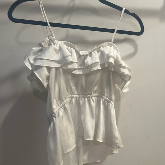 Express White Ruffle Strapless Top - Picture 4 of 5